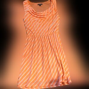 Express Orange and White Cowl Neck Sundress